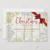 Invitation Élégant Rustique Snowflakes Xmas Ribbon (Devant)