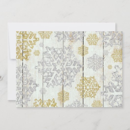 Invitation Élégant Rustique Snowflakes Xmas Ribbon (Dos)