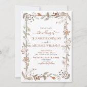 Invitation Élégant rustique Terracotta Floral Script Mariage (Devant)