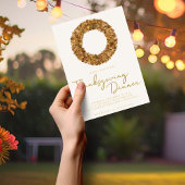 Invitation Élégant Rustique Thanksgiving Fall Wreath Gold Foi