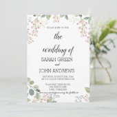 Invitation Elégant rustique verdure Mariage aquarelle (Debout devant)