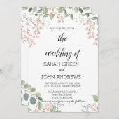 Invitation Elégant rustique verdure Mariage aquarelle (Devant / Derrière)