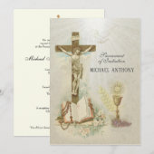 Invitation Élégant sacrement catholique d'initiation  (Devant / Derrière)