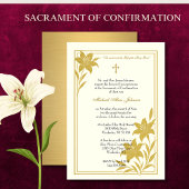 Invitation Élégant sacrement de la confirmation Lys d'or