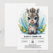 Invitation Elégant Safari Printable Zebra Boy Anniversaire (Devant / Derrière)