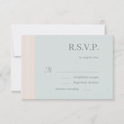 Invitation Elégant Sage Bleu Gris Grains Grains Mariage RSVP (Devant)