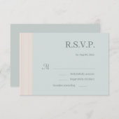 Invitation Elégant Sage Bleu Gris Grains Grains Mariage RSVP (Devant / Derrière)