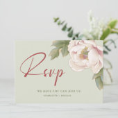 Invitation Elégant Sage & Blush Peony Mariage Floral RSVP (Debout devant)