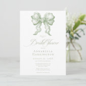 Invitation Elegant Sage Bow Toile French Bridal Shower (Debout devant)