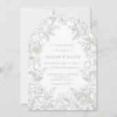 Invitation Elegant Sage Chinoiserie Floral Botanical Wedding (Devant)