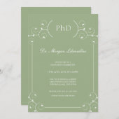 Invitation Élégant Sage Doctorat (Devant / Derrière)
