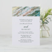 Invitation Elégant Sage et Gold Beach Mariage (Debout devant)