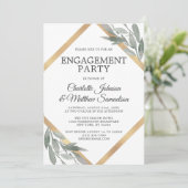 Invitation Élégant Sage feuille Olive Gold ENGAGEMENT PARTI (Debout devant)