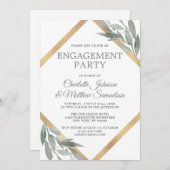 Invitation Elégant Sage Feuille Olive Gold Foil DOUCHE DE COU (Devant / Derrière)