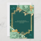 Invitation Élégant Sage Floral Green Emerald Quinceanera (Dos)
