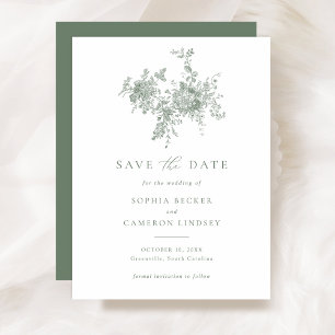 Invitation Élégant Sage Floral Green Wedding Enregistrer la d
