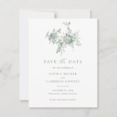 Invitation Élégant Sage Floral Green Wedding Enregistrer la d (Devant)