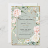 Invitation Élégant Sage Floral Vert Quinceanera Or (Devant)