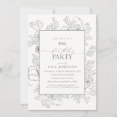 Invitation Elégant Sage Green 50e anniversaire Floral Line Ar (Devant)
