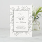 Invitation Elégant Sage Green 50e anniversaire Floral Line Ar (Debout devant)