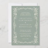Invitation Elegant Sage Green All in One Wedding (Devant)