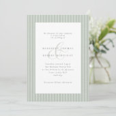 Invitation Elegant Sage Green and White Stripes Wedding (Debout devant)