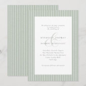 Invitation Elegant Sage Green and White Stripes Wedding (Devant / Derrière)