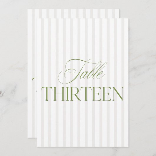 Invitation Elégant Sage Green & Beige Mariage 13 Numéro de ta (Devant / Derrière)