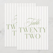 Invitation Élégant Sage Green & Beige Mariage 22 Numéro de ta (Devant / Derrière)