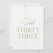 Invitation Elegant Sage Green & Beige Wedding 33 Table Number (Devant)