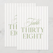 Invitation Elegant Sage Green & Beige Wedding 38 Table Number (Devant / Derrière)