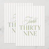Invitation Elegant Sage Green & Beige Wedding 39 Table Number (Devant / Derrière)