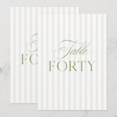 Invitation Elegant Sage Green & Beige Wedding 40 Table Number (Devant / Derrière)