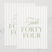 Invitation Elegant Sage Green & Beige Wedding 44 Table Number (Devant / Derrière)