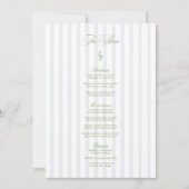 Invitation Elegant Sage Green & Blue Striped Wedding Menu (Devant)
