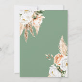 Invitation Élégant Sage Green Boho Floral Mariage de automne (Dos)