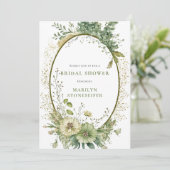 Invitation Elegant Sage Green Botanical Bridal Shower | (Debout devant)