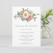 Invitation Elégant Sage Green Bouquet Floral Soirée QR Code (Debout devant)