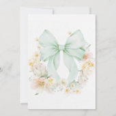 Invitation Elegant Sage Green Bow Floral First Birthday (Dos)