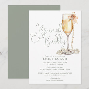 Invitation Elégant Sage Green Brunch Et Fête des mariées Bubb