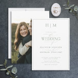 Invitation Élégant Sage Green Calligraphie Monogramme Photo<br><div class="desc">Laissez votre papeterie mariage capturer l'amour et la beauté de votre journée spéciale avec cette Elégante Sage Green Calligraphie Monogramme Photo Invitation! Notre superbe design moderne et formel présente une bordure verte sage autour de l'invitation. Il est ensuite accentué avec un beau Monogram en couple, personnalisé avec vos détails et...</div>