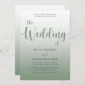 Invitation Élégant Sage Green Calligraphy Script Mariage (Devant / Derrière)