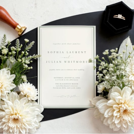 Invitation Elegant Sage Green Classic Border Wedding