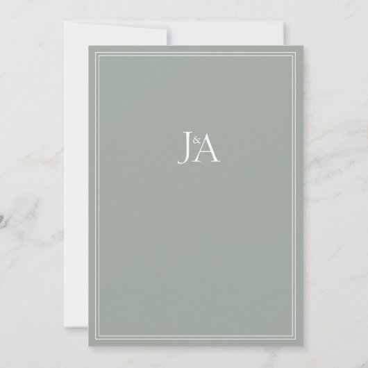 Invitation Élégant Sage Green Classic Initiales Mariage (Dos)