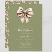 Invitation Elégant Sage Green Coquette Bow Fête des mariées