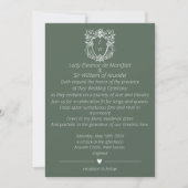 Invitation Élégant Sage Green Crest Monogram Mariage (Devant)