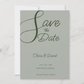 Invitation Élégant Sage Green Enregistrer la date (Devant)
