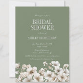 Invitation Elégant Sage Green et blanc Fête des mariées flora