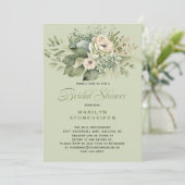 Invitation Elegant Sage Green Eucalyptus Bridal Shower | (Debout devant)