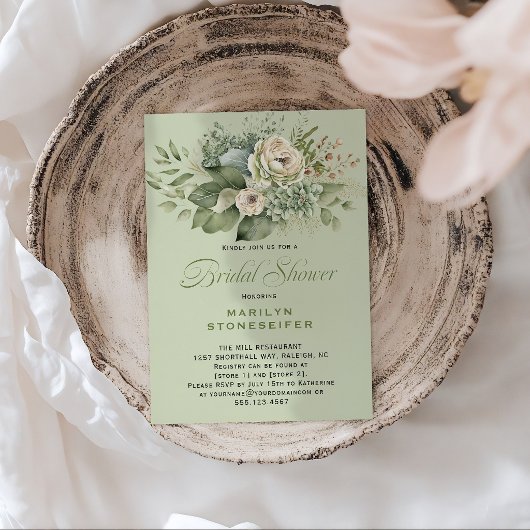 Invitation Elegant Sage Green Eucalyptus Bridal Shower |